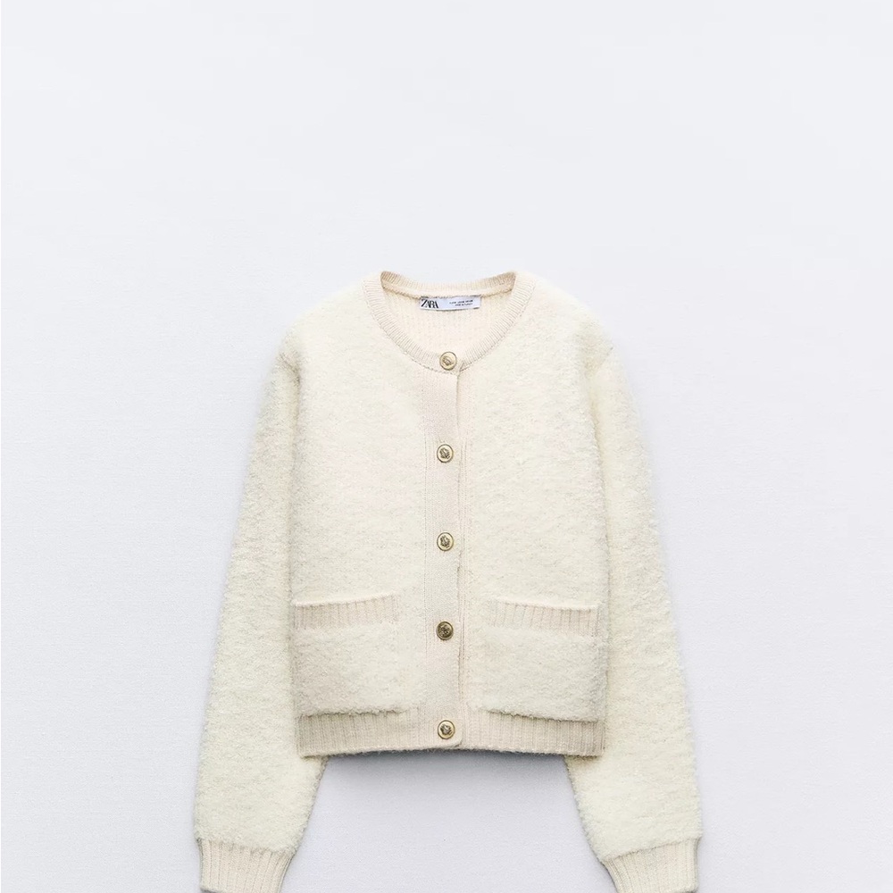 Zara Cream Button-Up Cardigan
